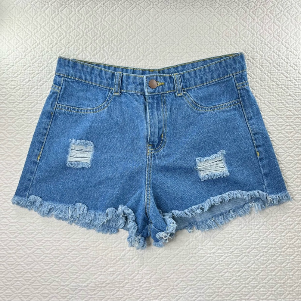 Shein Women’s Denim Light Wash Blue Jean Shorts, Size M